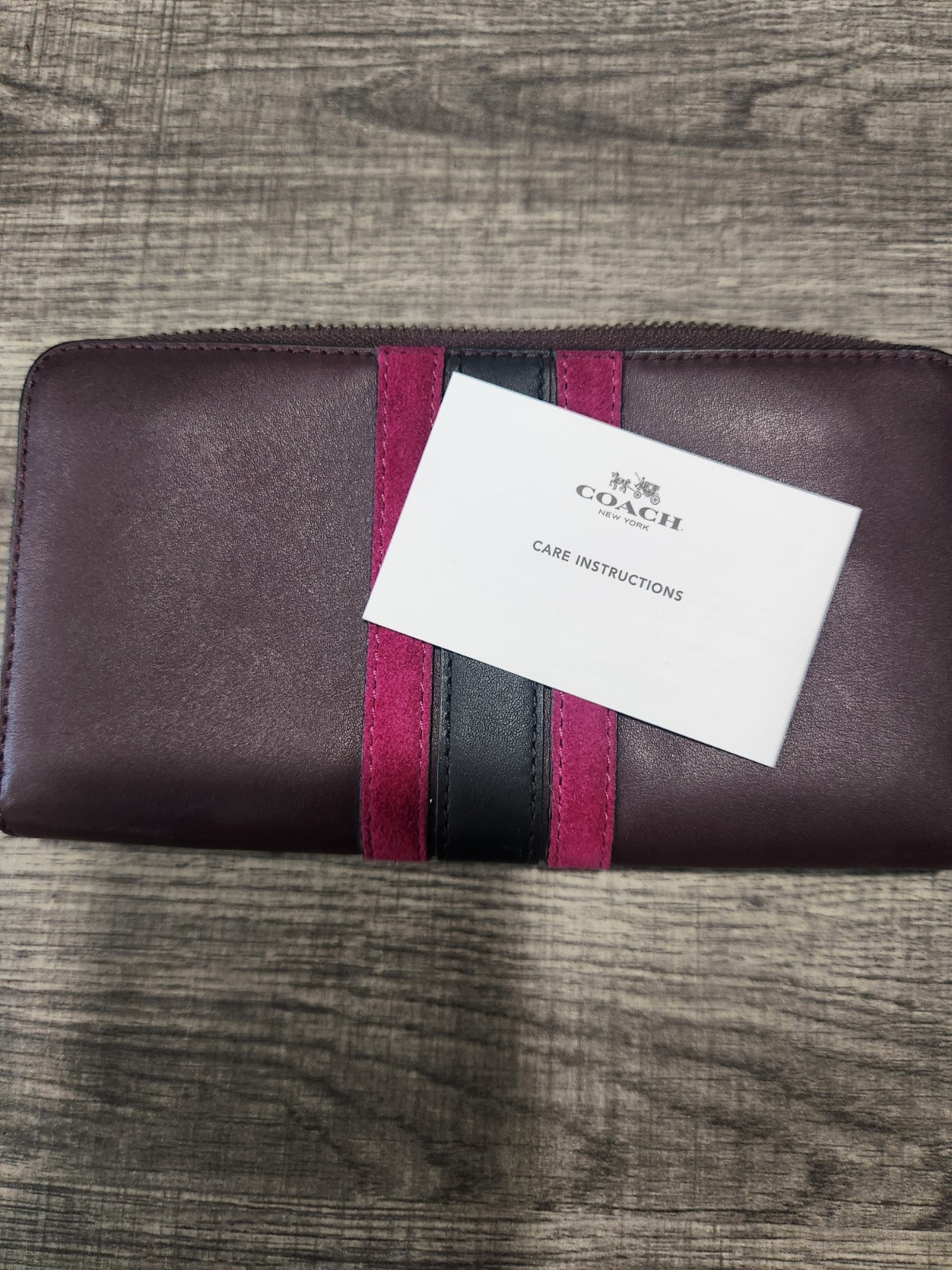 Coach Burgundy Pink/Black Stripe Crossbody Zip And matching Wallet Legacy 75th