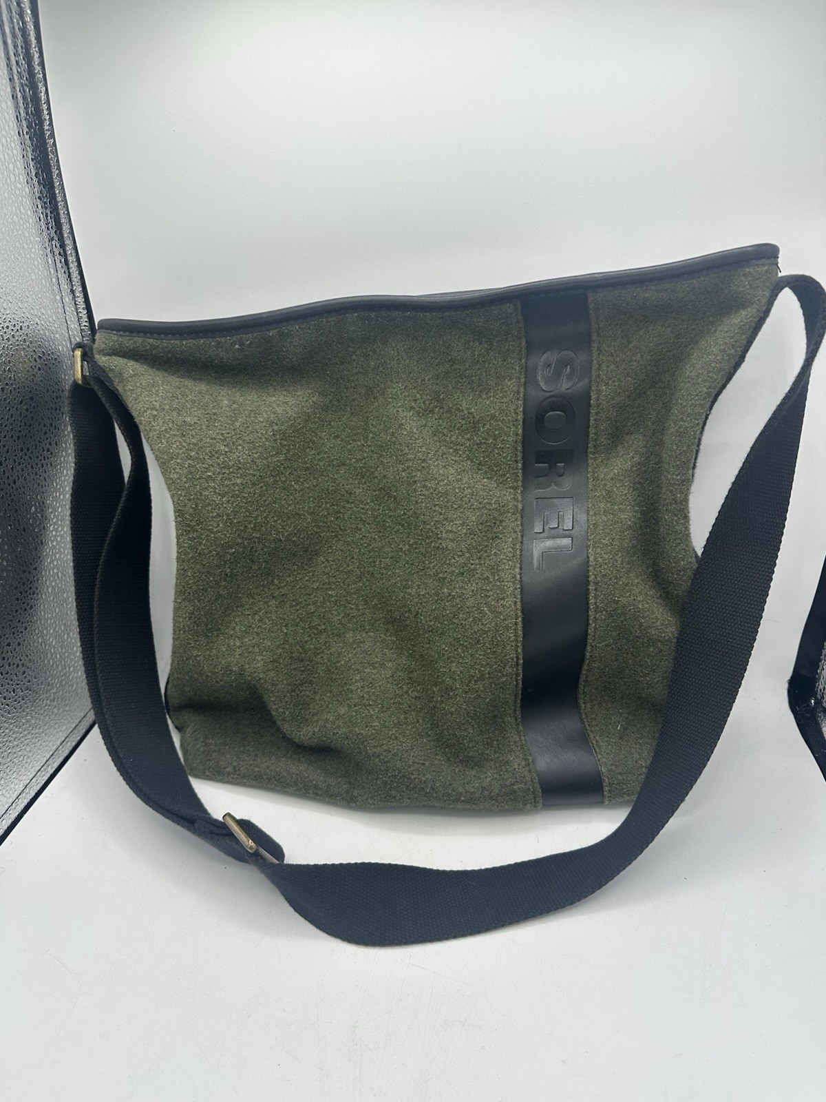 Sorel Moss Green Crossbody Messenger Purse Bag Tote Wool Canvas Clean & nice con