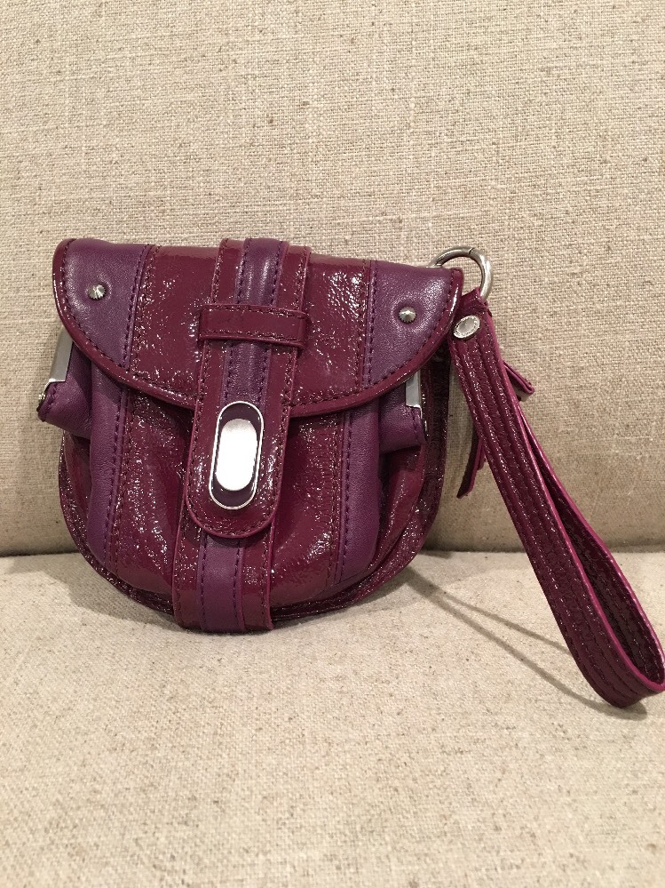 Jill Stuart Designer Leather Essential Wristlet, Melia Plum NEW