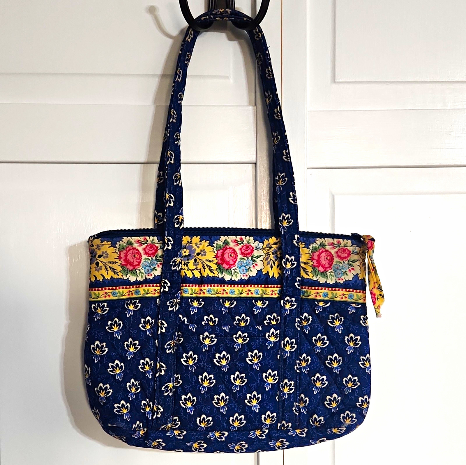 Rare Vintage 2002 Vera Bradley Maison Blue Villager Tote Bag Quilted Floral