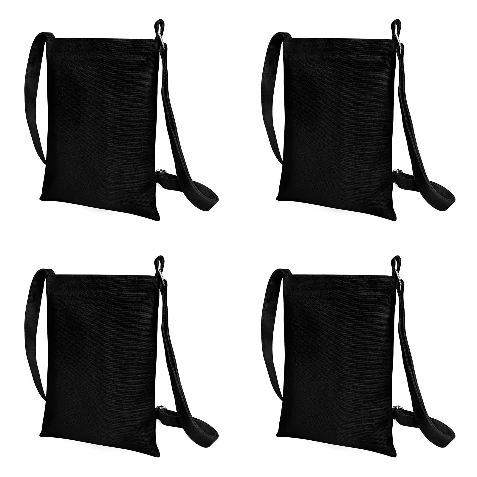 4 Pack Small Crossbody Canvas Zipper Bag, 7 x 9 Inch Blank Bag for DIY Craft