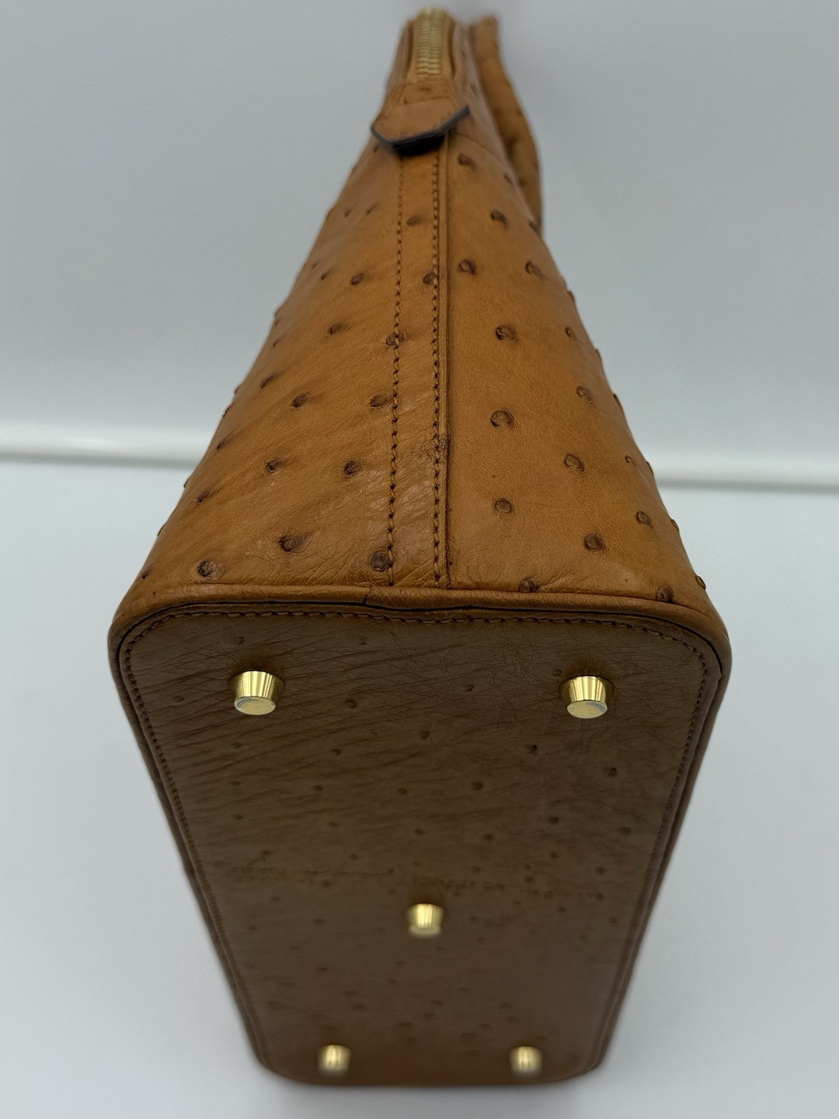 🇫🇷michel adolphe PARIS Unisex Brown Exotic OSTRICH BUGATTI 31 Bag •Made FRANCE