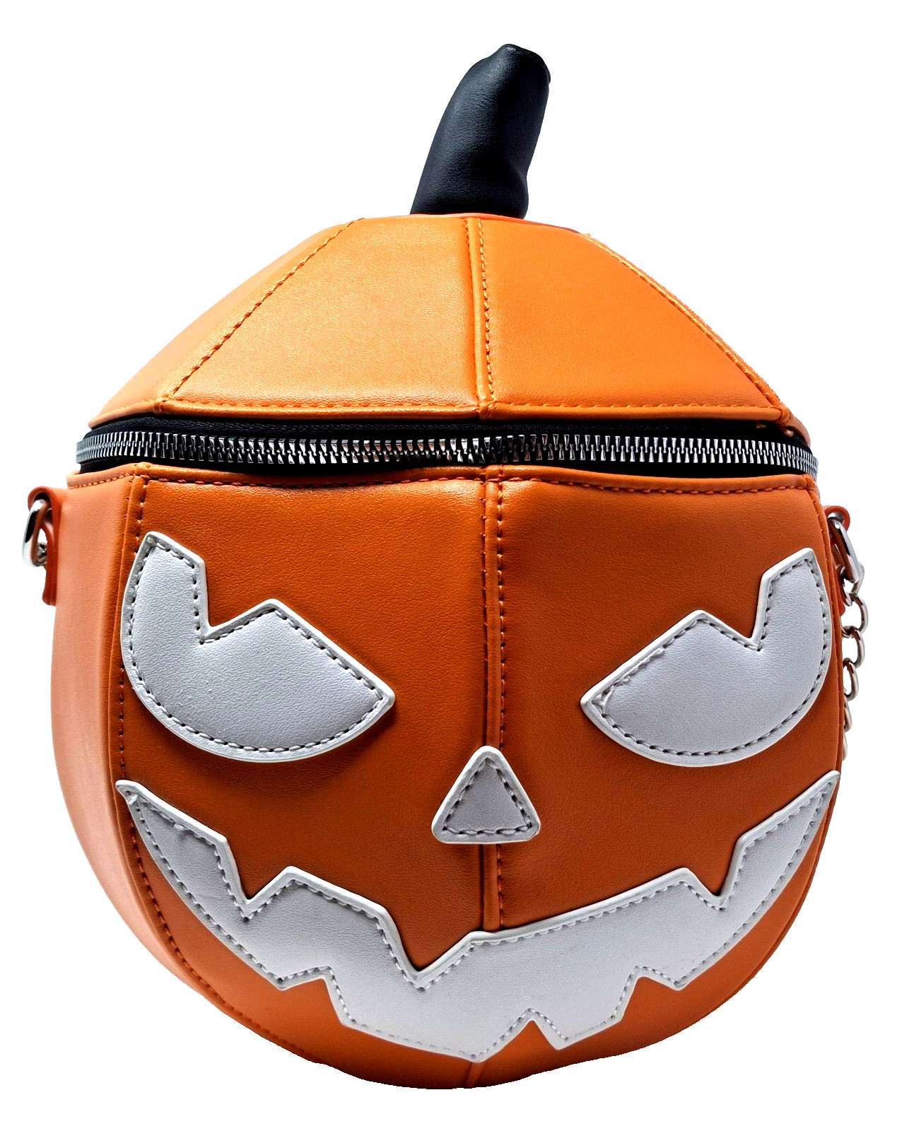 Hot Topic Glow in the Dark Pumpkin Crossbody Bag Purse w/Metal Chain Strap