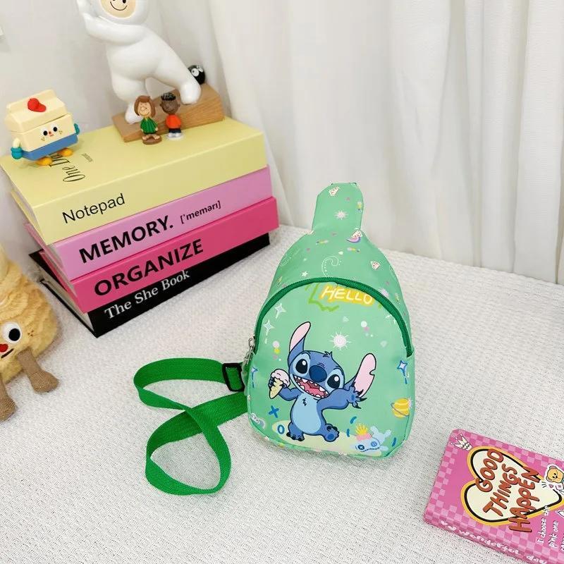 Stitch & Angel Sling Chest Bag, Cartoon Anime Crossbody Bag, Fashionable Casual