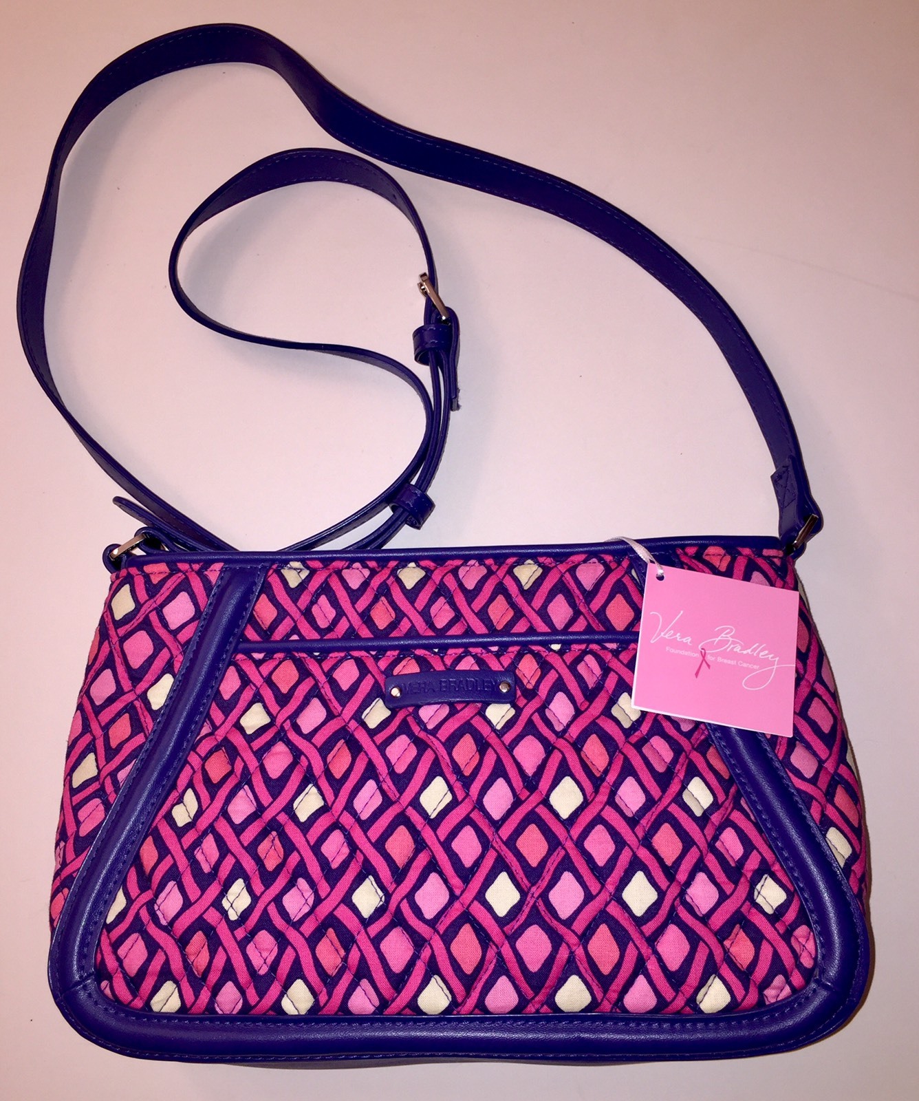 Vera Bradley Crossbody Bag Pink Diamonds Trimmed Trapeze Katalina NWT Retail $78