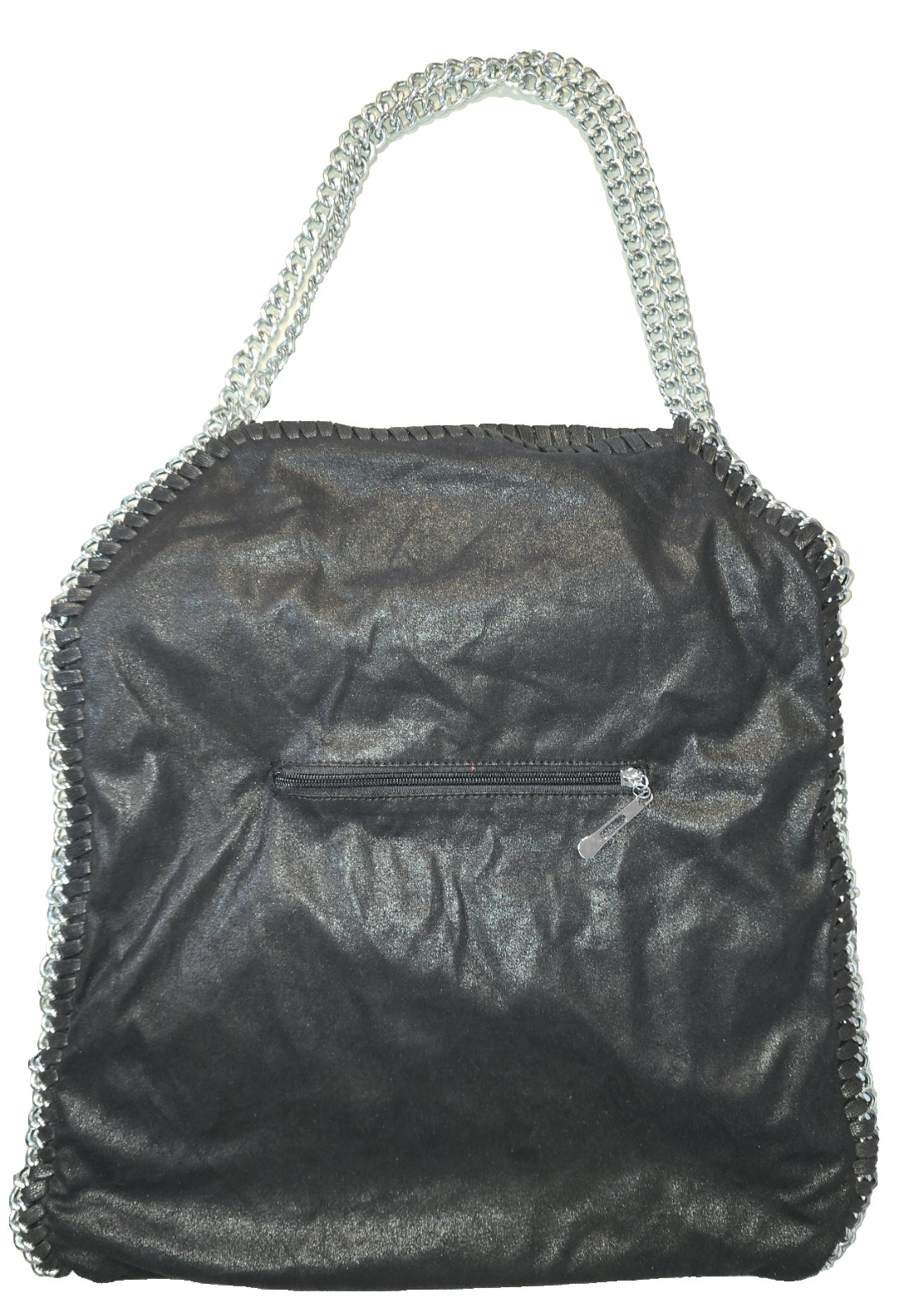 NWOT Sloucy Black Chain Hobo Purse Tote Bag Soft Vegan Leather Edgy Chic