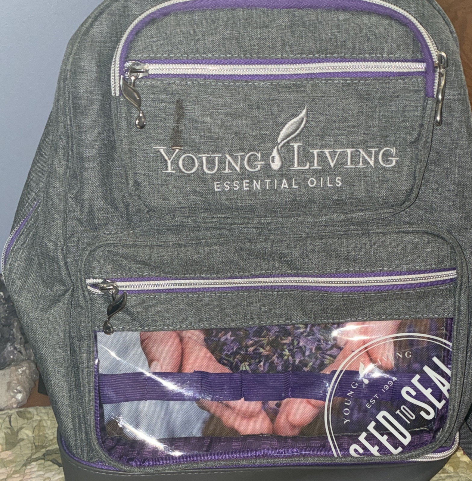 Young Living Essential Oils Gray Purple 25th Anniversary Convention Backpack