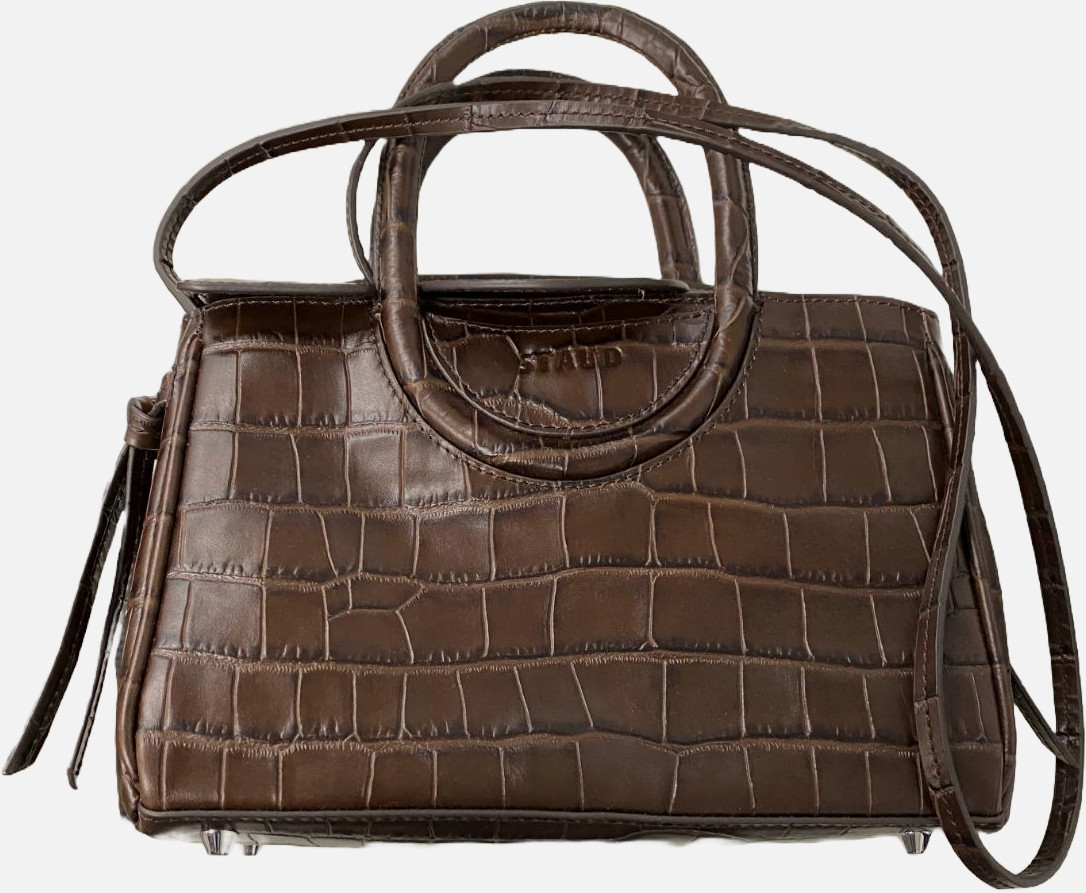 STAUD Women’s Brown Maude Mini Carryall Tote Leather Espresso Croco One Bag