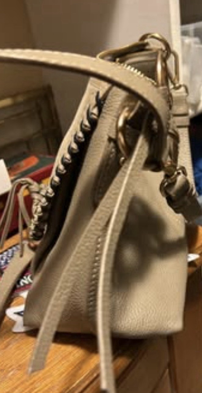 See By Chloé Taupe Shoulder Bag Whipstitch Zip Gold Hardware Designer