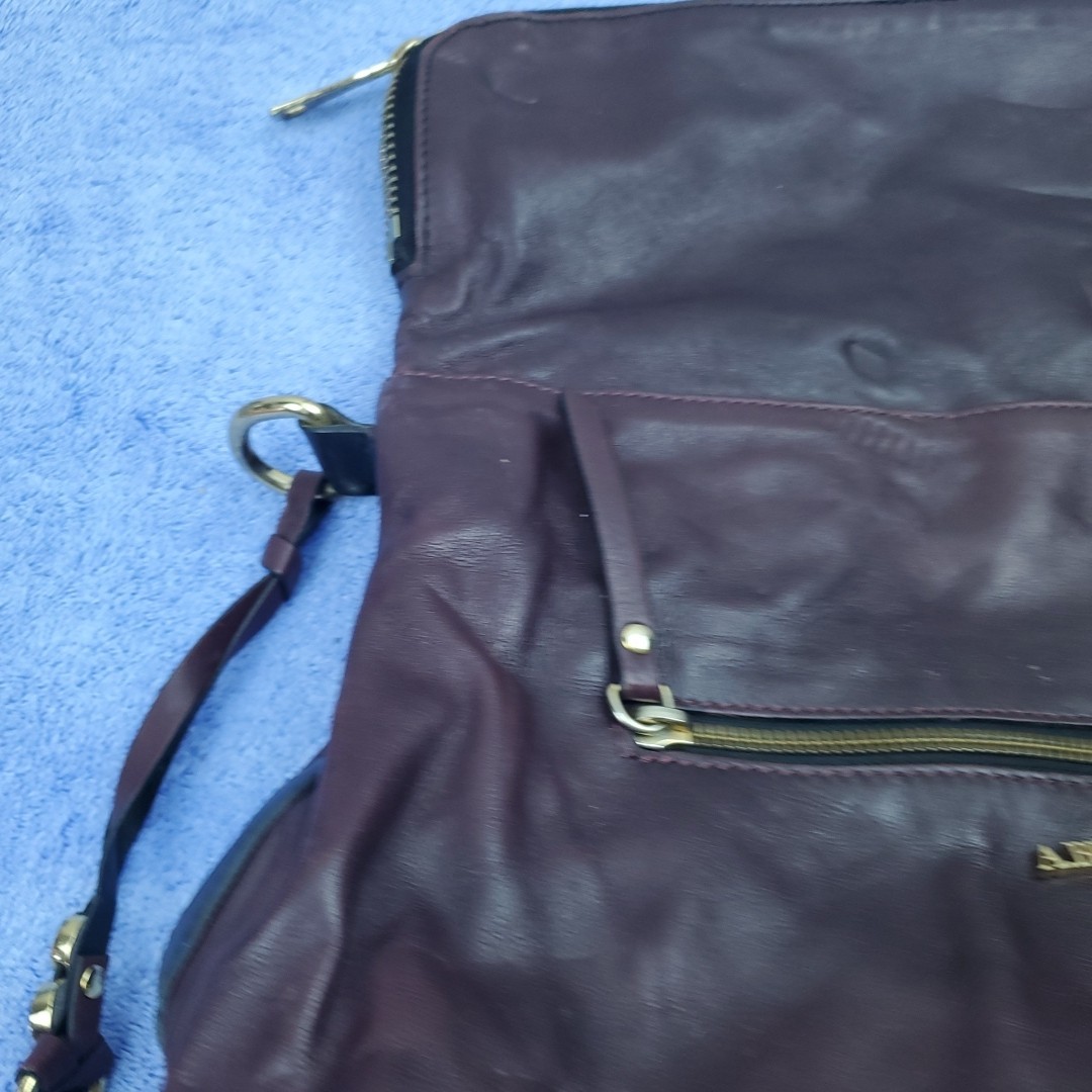 A. Bellucci Purse Burgundy Pebbled Leather Shoulder Bag Made in Italy