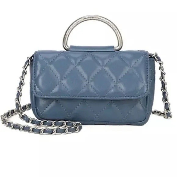 French Connection Crossbody Bag Mell Quilted Legion Blue NWT MSRP $88