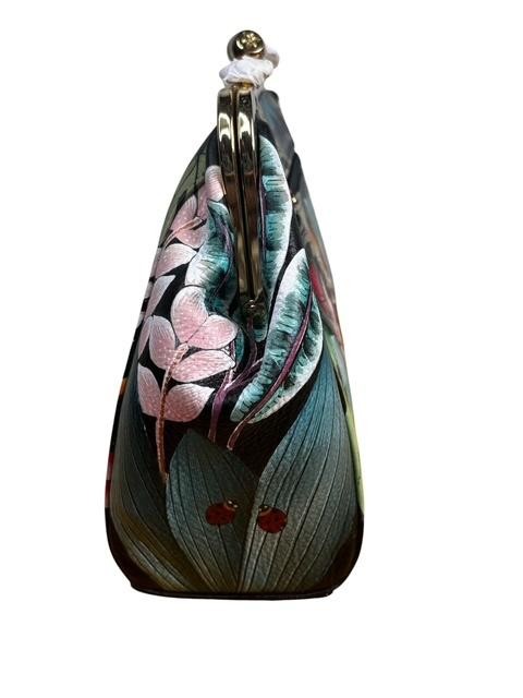 Anuschka Leather Kisslock Crossbody Clutch Bag Jungle Giraffe Art Hand Painted