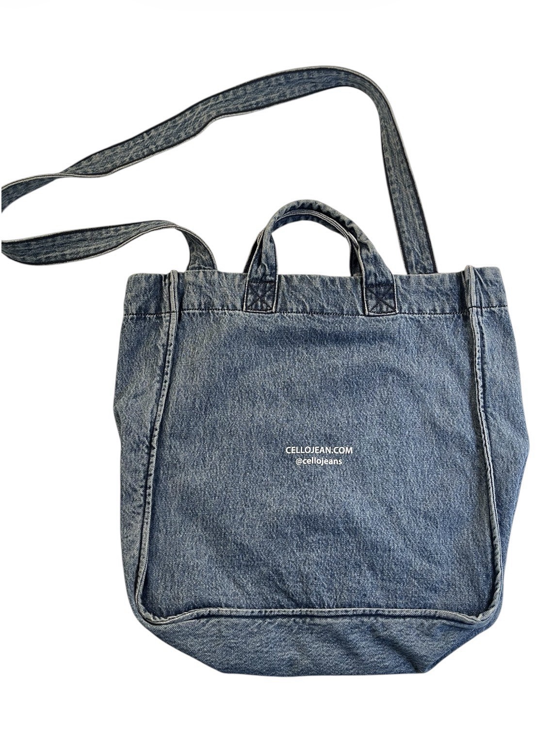 Cello denim blue Jean bag tote purse jeans pockets Medium wash