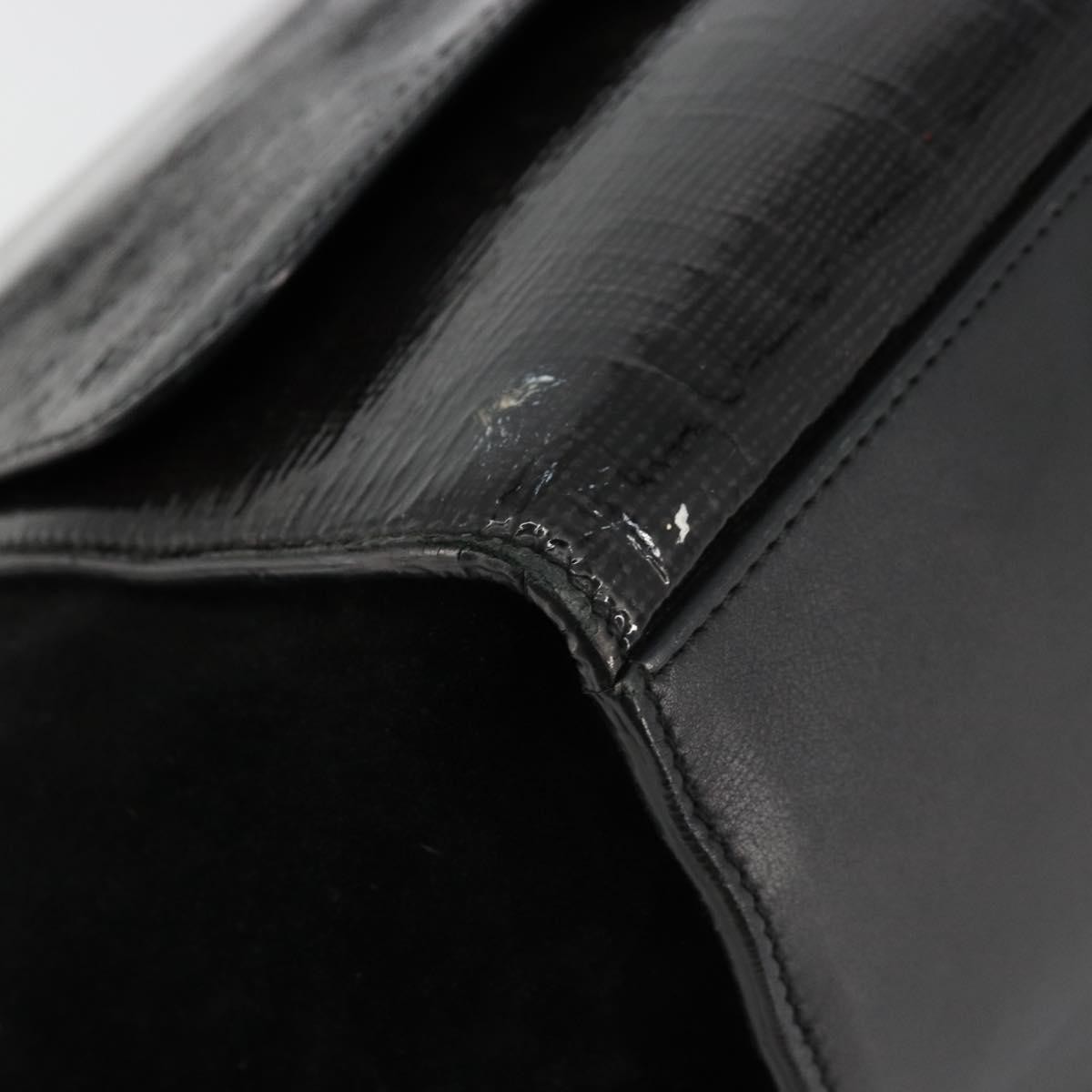 CELINE Trapeze Hand Bag Leather 2way Black Gold Auth 141011