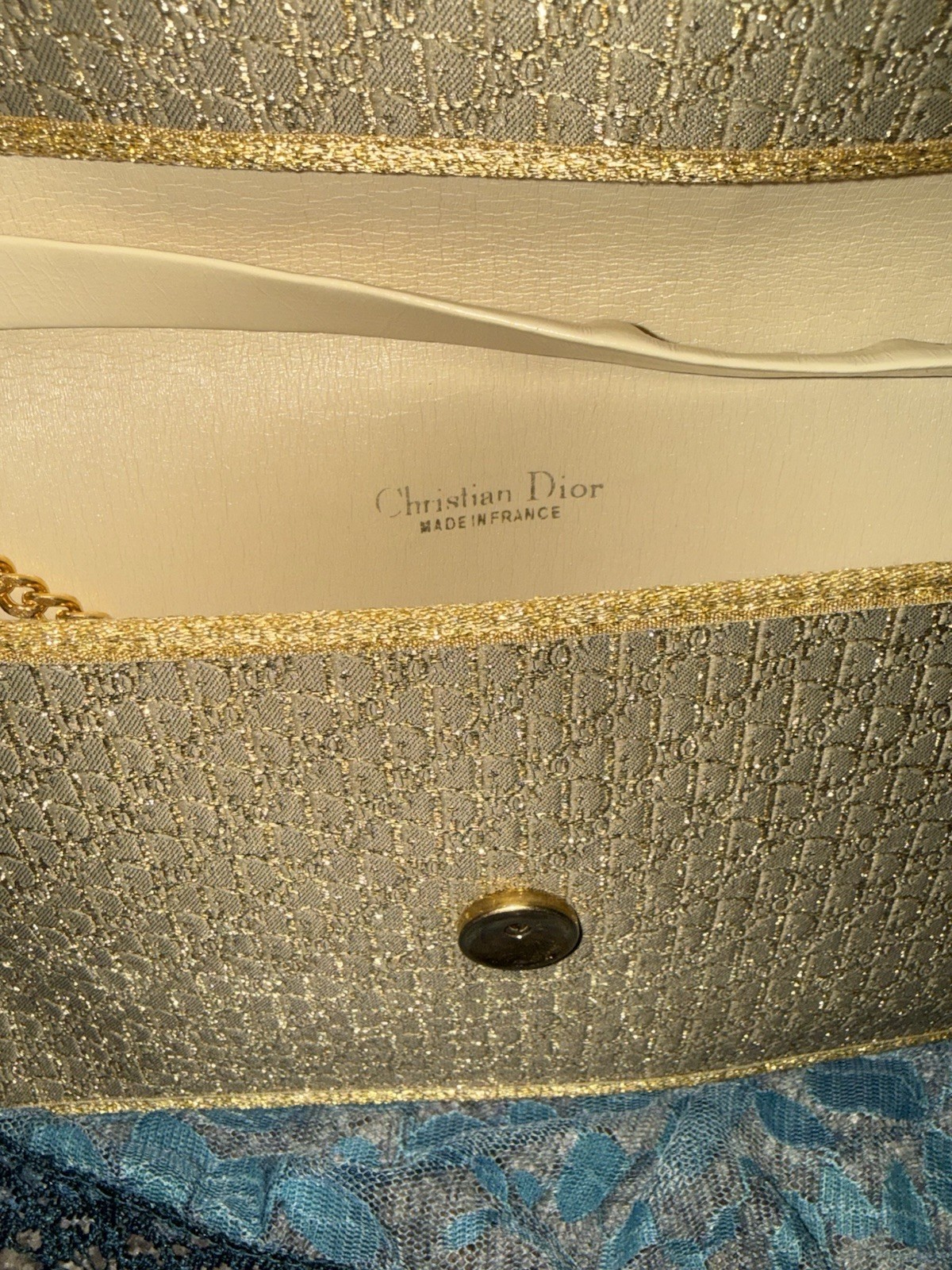 Vintage Christian Dior Metallic Gold Clutch Made in France 1960’s-80’s
