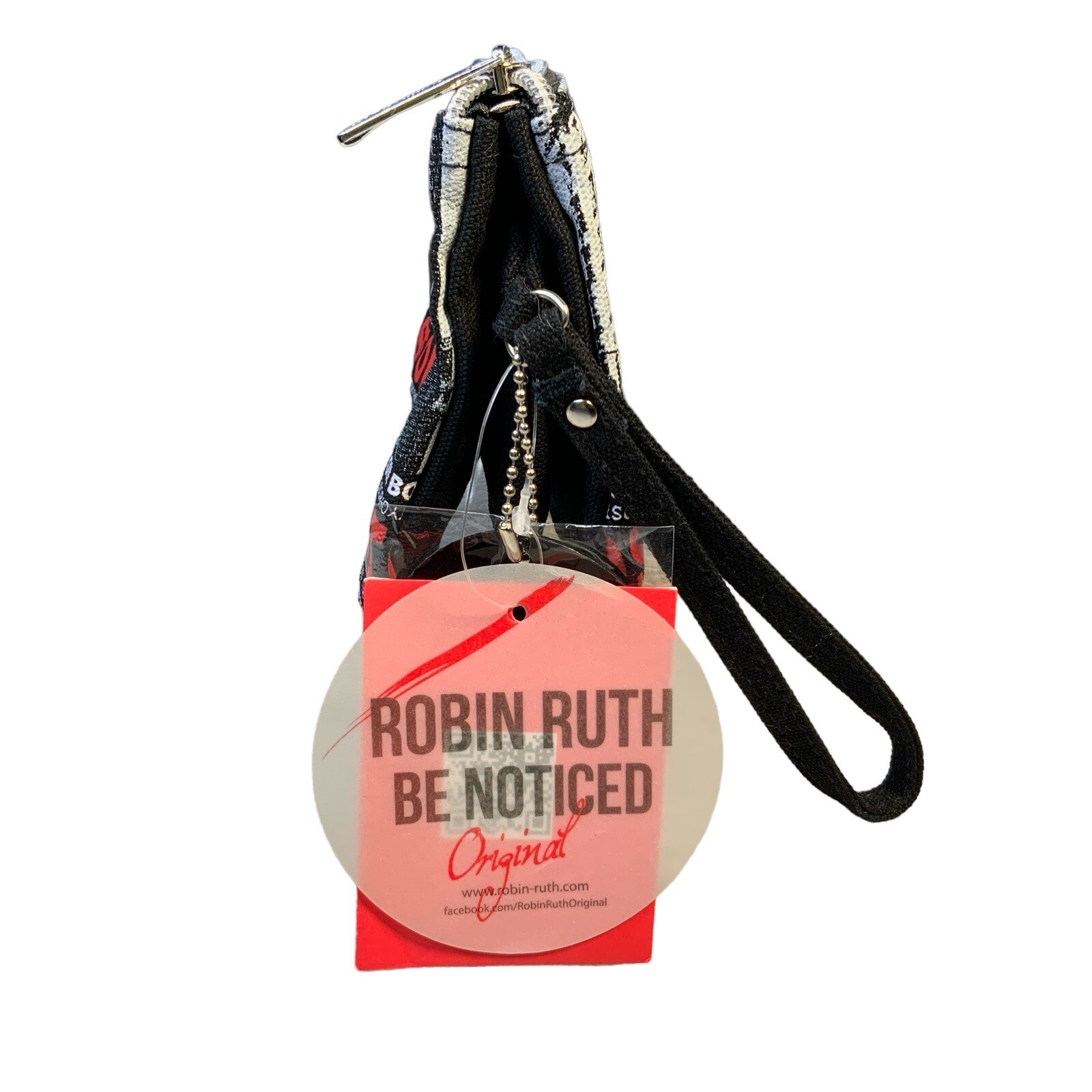 Robin Ruth The City Of Boston Wristlet Black Zip Pouch 7.5in x 4.5in