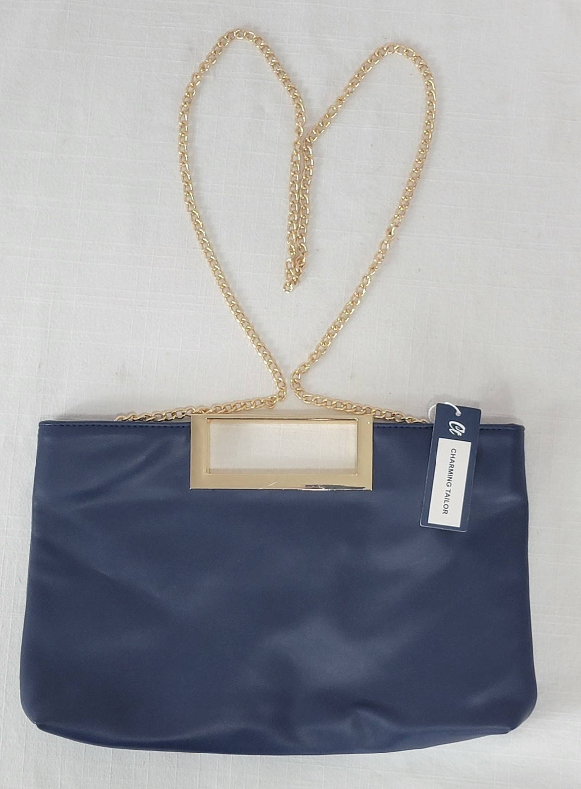 New Navy Blue Charming Tailor Crossbody Clutch Convertible Chain Vegan Prom