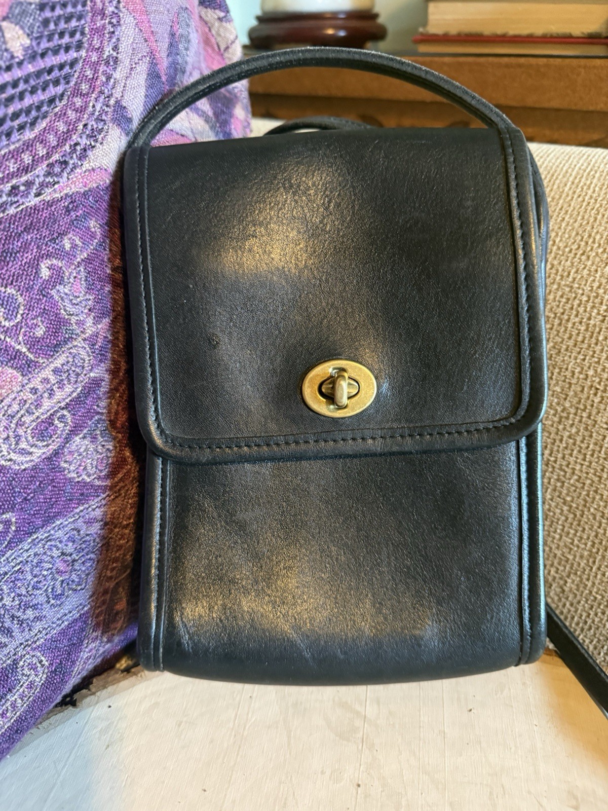 VTG Y2K COACH PURSE 9893 BLK SCOOTER Leather Turlock MESSENGER Crossbodybag