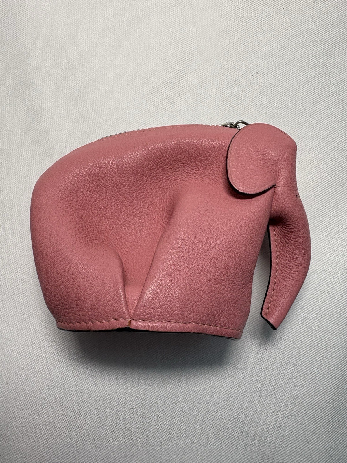 Authentic Loewe Elephant Coin Case Calfskin Pink Motif Mini Pouch