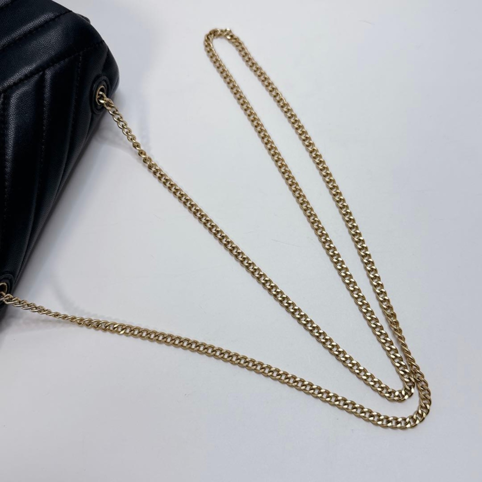 Tory Burch Kira Chevron Quilted Leather Chain Shoulder Bag Black Gold Japan