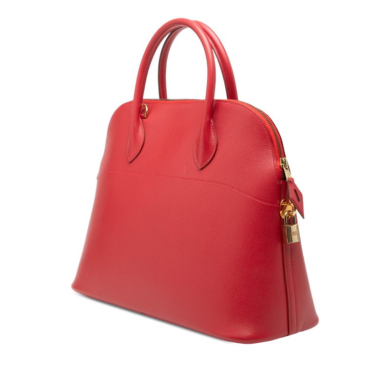 Hermes Bolide 37 Handbag Shoulder Bag 14.2in Vermilion Red Courchevel Leather 99
