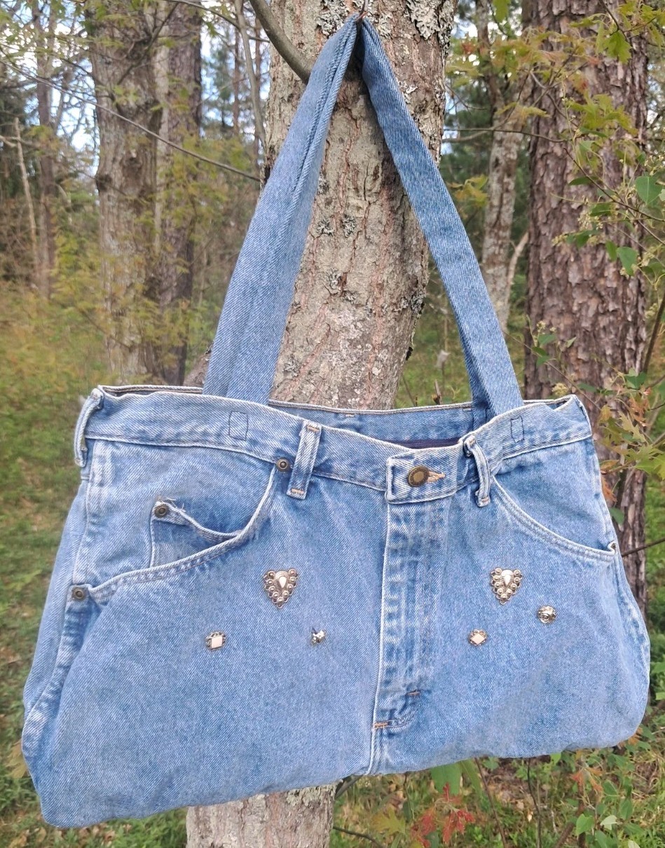 Vintage Y2K Wrangler denim hand bag One of a kind- Double zipper