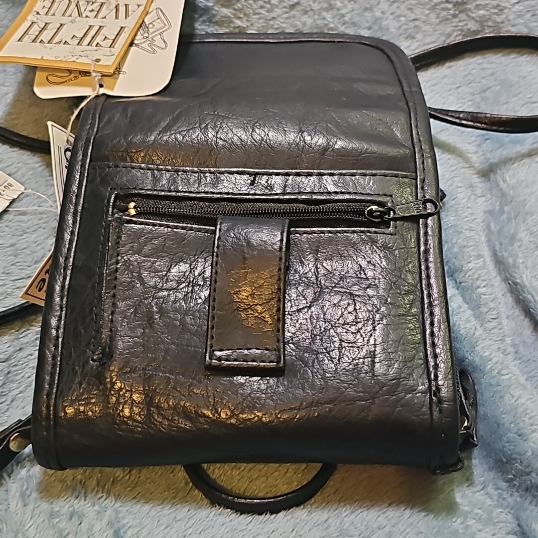 Fifth Avenue Handbags Monique Womens Organizer Purse/ Crossbody Small Black New