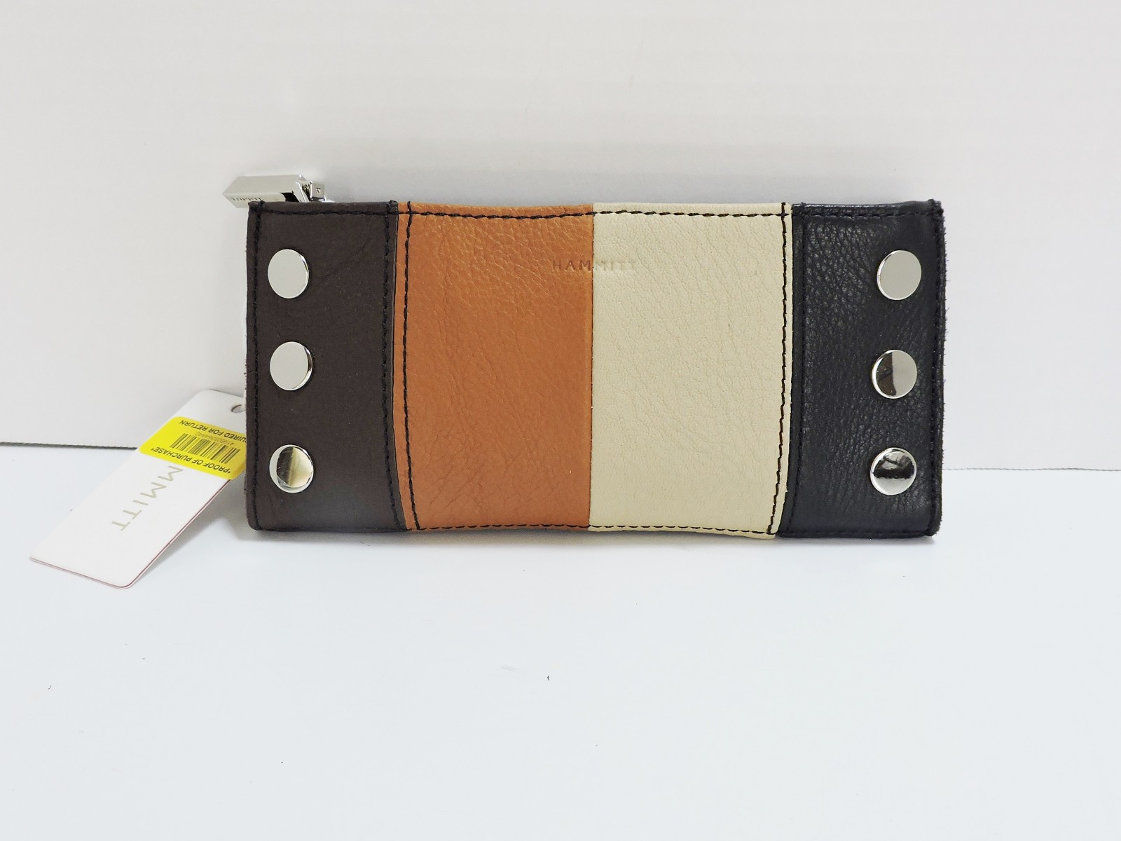 Hammitt 110 North Strata S Multi Color Pebbled Leather Studded Wallet NWT