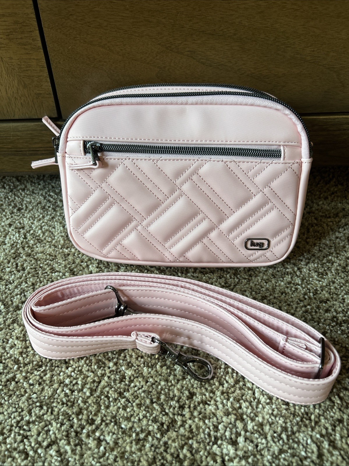 Lug Super Coupe Crossbody Pink Quilted Adjustable Strap Purse Travel Casual Bag