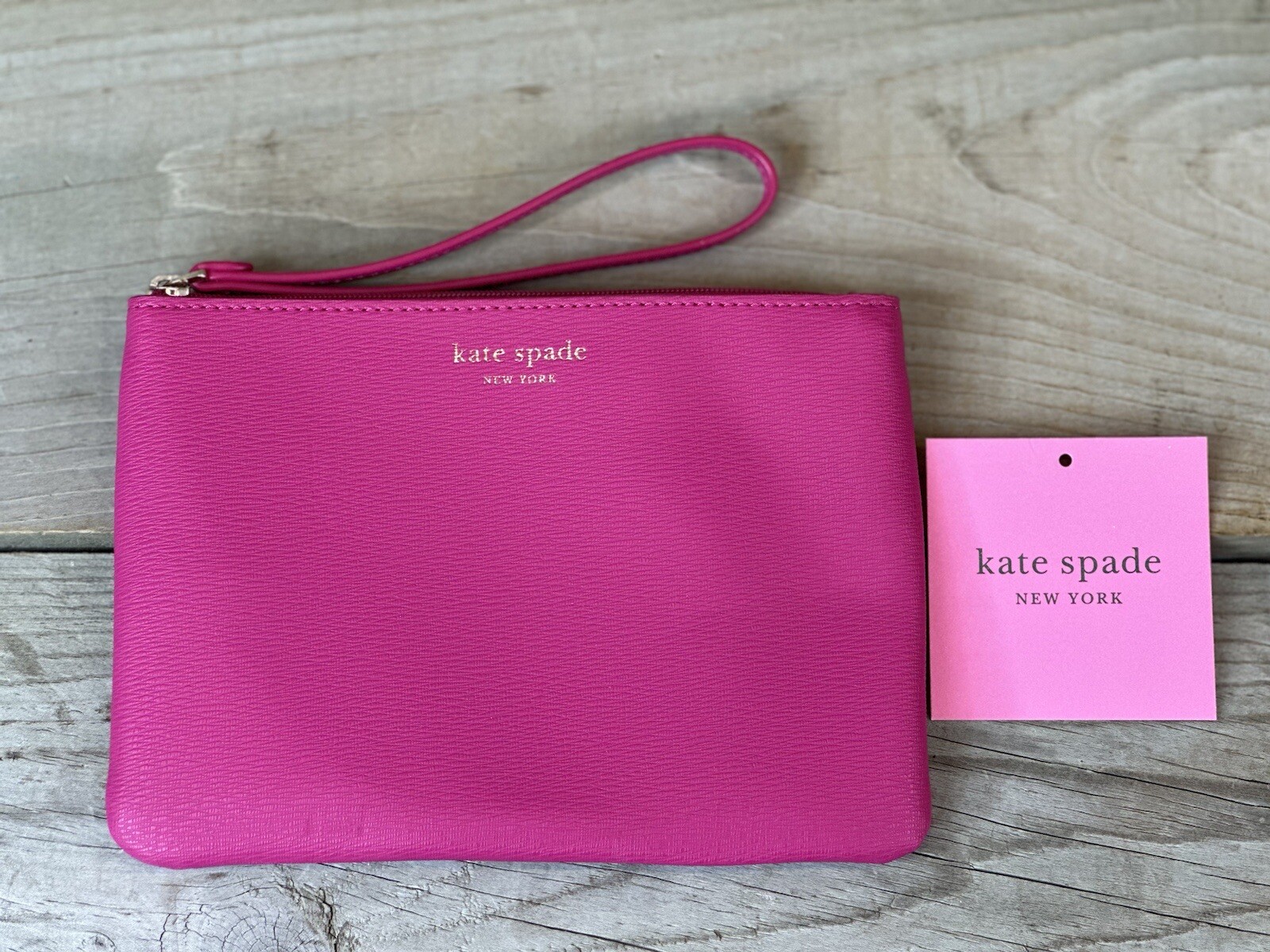 KATE SPADE Dark Magenta / Hot Pink Keaton Soft Milling Wristlet / Clutch
