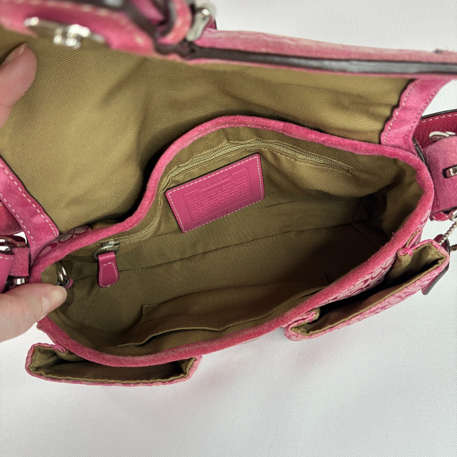 Vintage Coach Pink Soho Signature Shoulder Bag A05U 1444 Purse Hobo Buckles Y2K