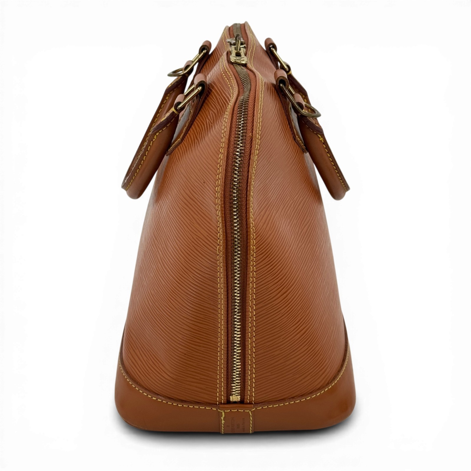 LOUIS VUITTON Alma PM Epi Kenya Brown Leather Women Top Handle Handbag M52148