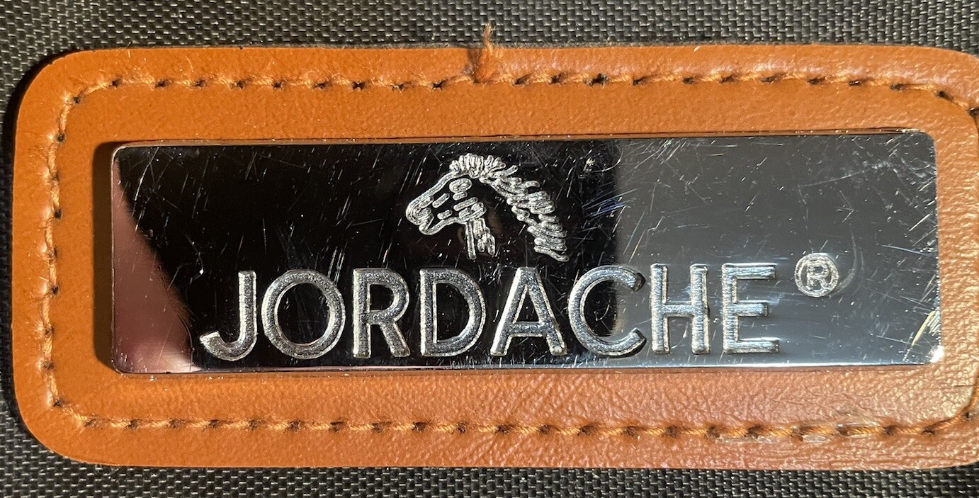 Vtg Jordache Black Brown Piping Tote Bag Adjustable Shoulder Straps Front Pocket