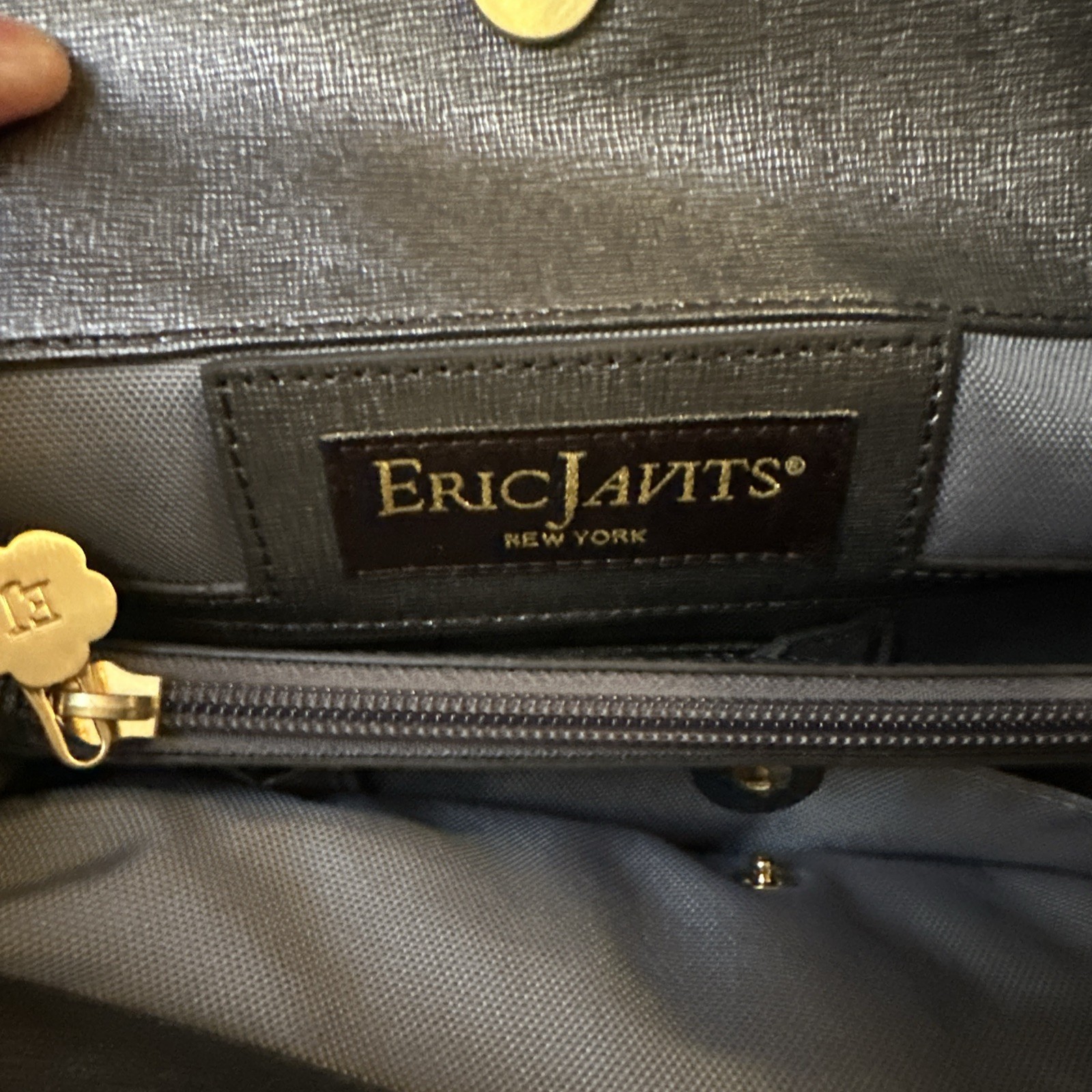 Womens Eric Javits Dark Grey Metallic Purse Shoulder Handbag Chain Strap NWOT