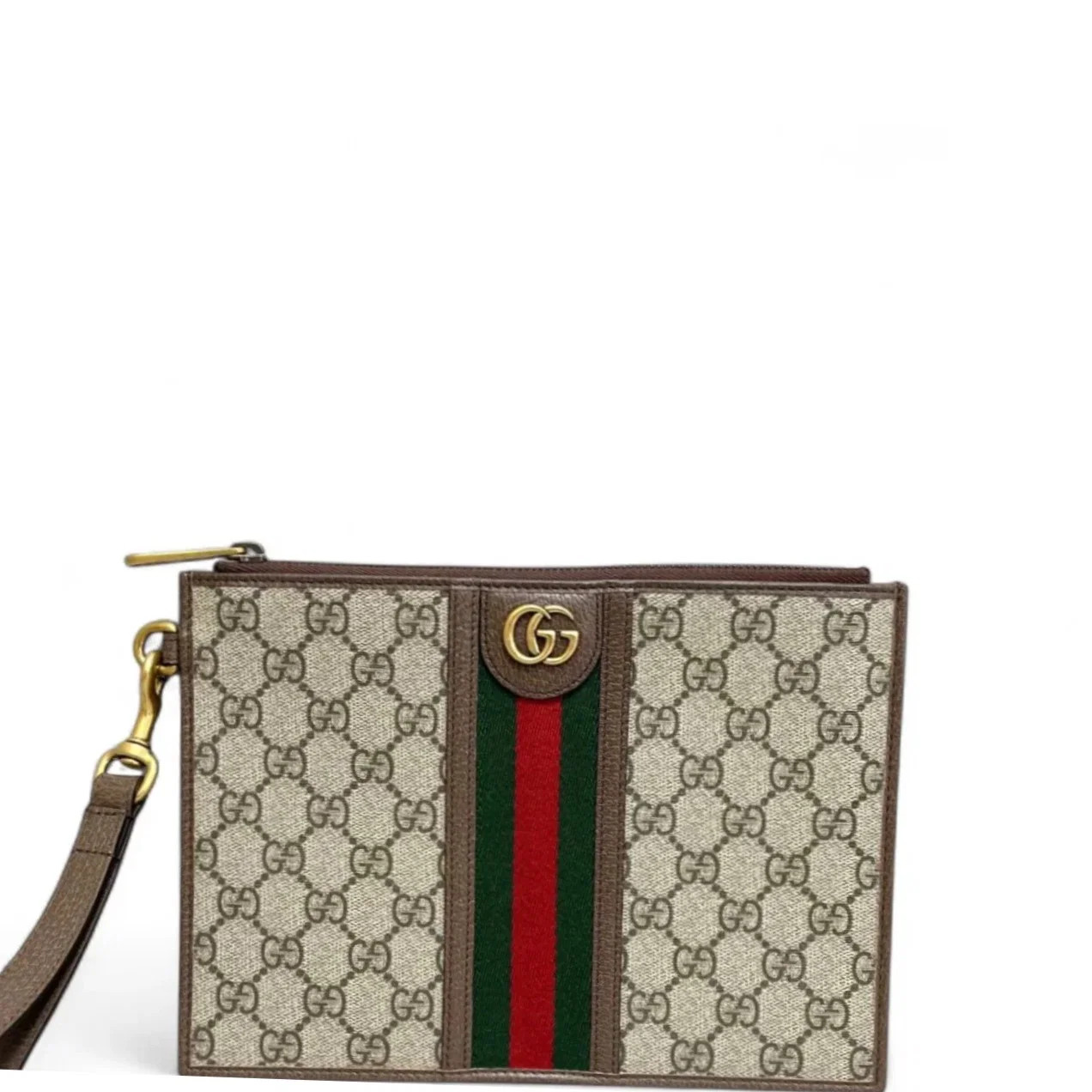 Gucci Clutch Beige Brown Green Red Gg Supreme Monogram (kc070726c3r)