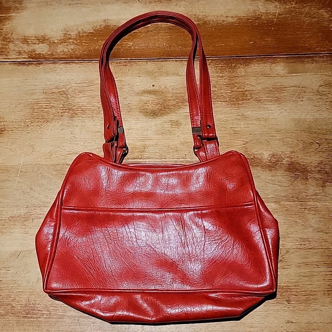 Vintage FS Originals Leather Shoulder Handbag Purse Bag Red Marbled Classic Chic