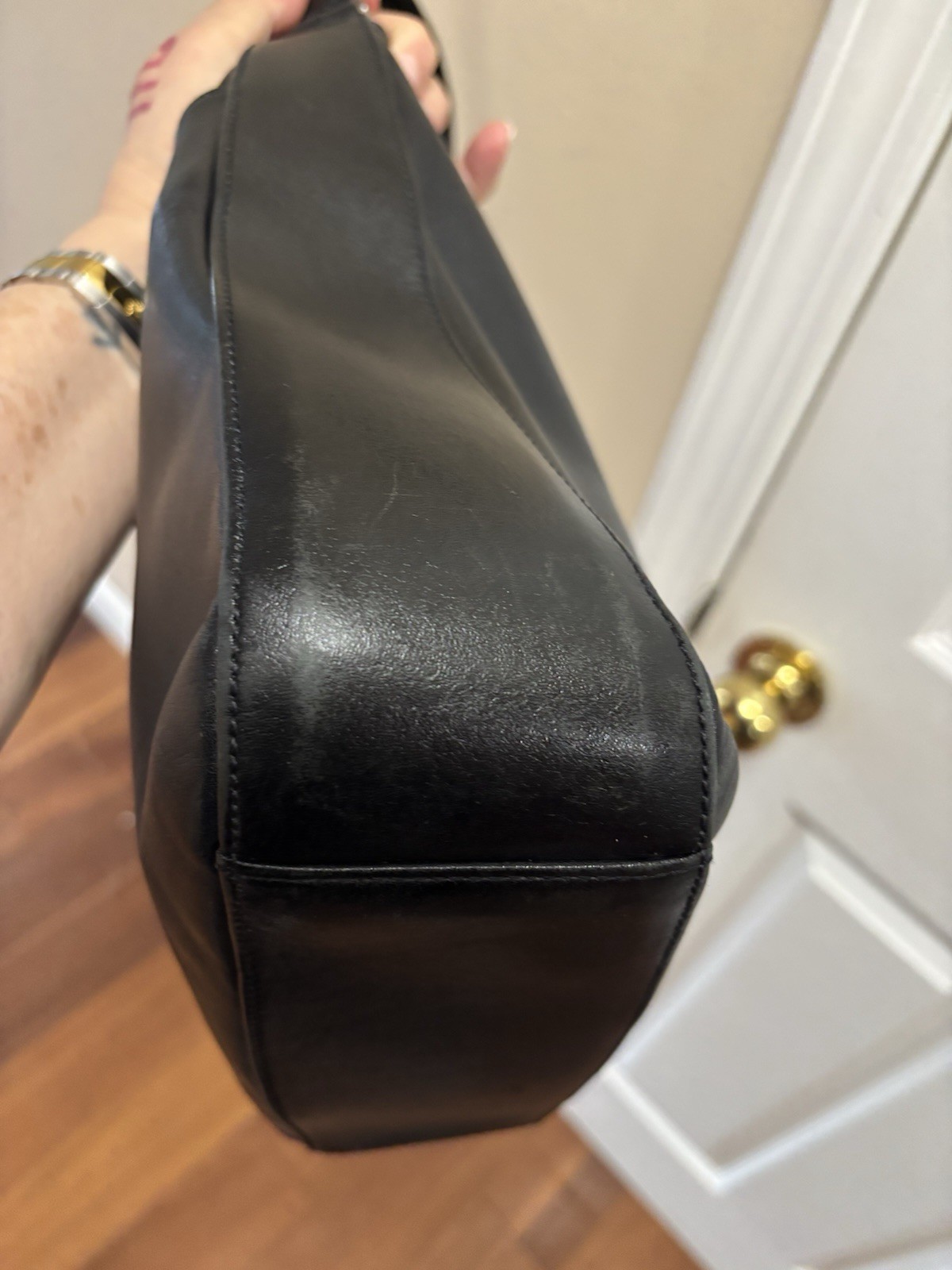 Coach VINTAGE F0D-9180 Whitney MADE IN USA Black Glove Tanned Leather Hobo EUC