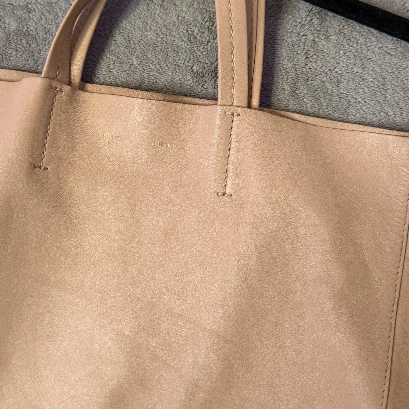 Celine Horizontal Bi Color Cabas Tote Bag Minimalist Quiet Luxury Neutral Purse