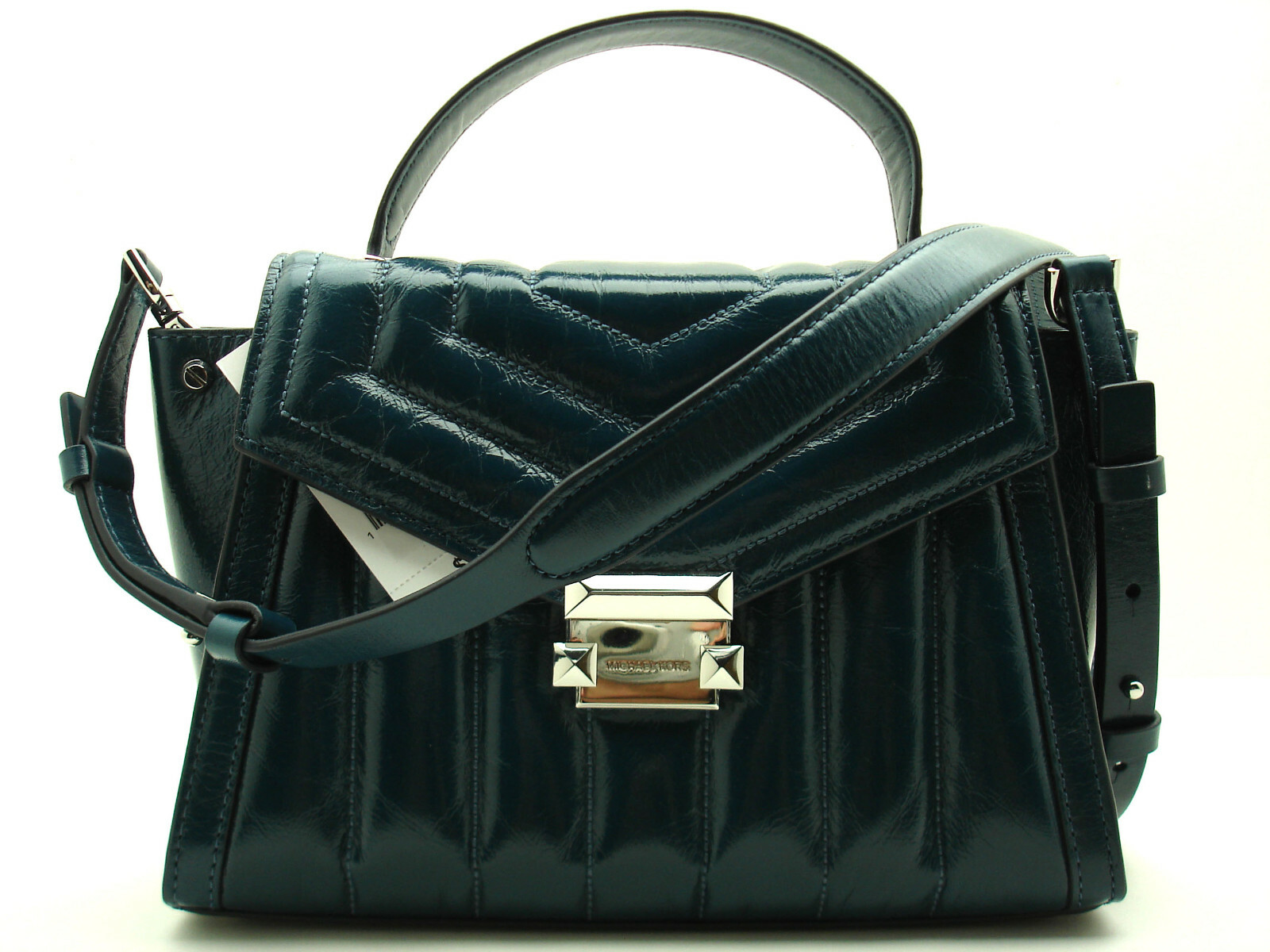 NWT Michael Kors Whitney Medium Top Handle Satchel Quilted Leather Luxe Teal /Sv