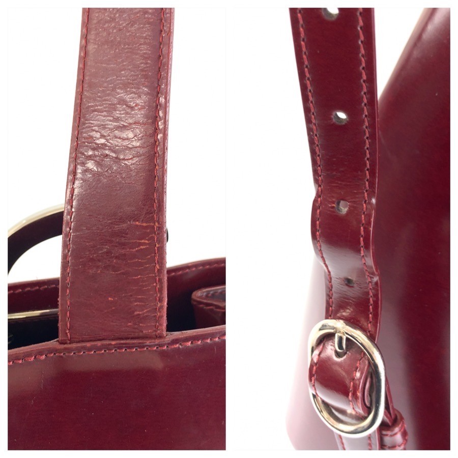 CARTIER PANTHERE Shoulder Bag Wine Red Bordeaux SilverHardware leather