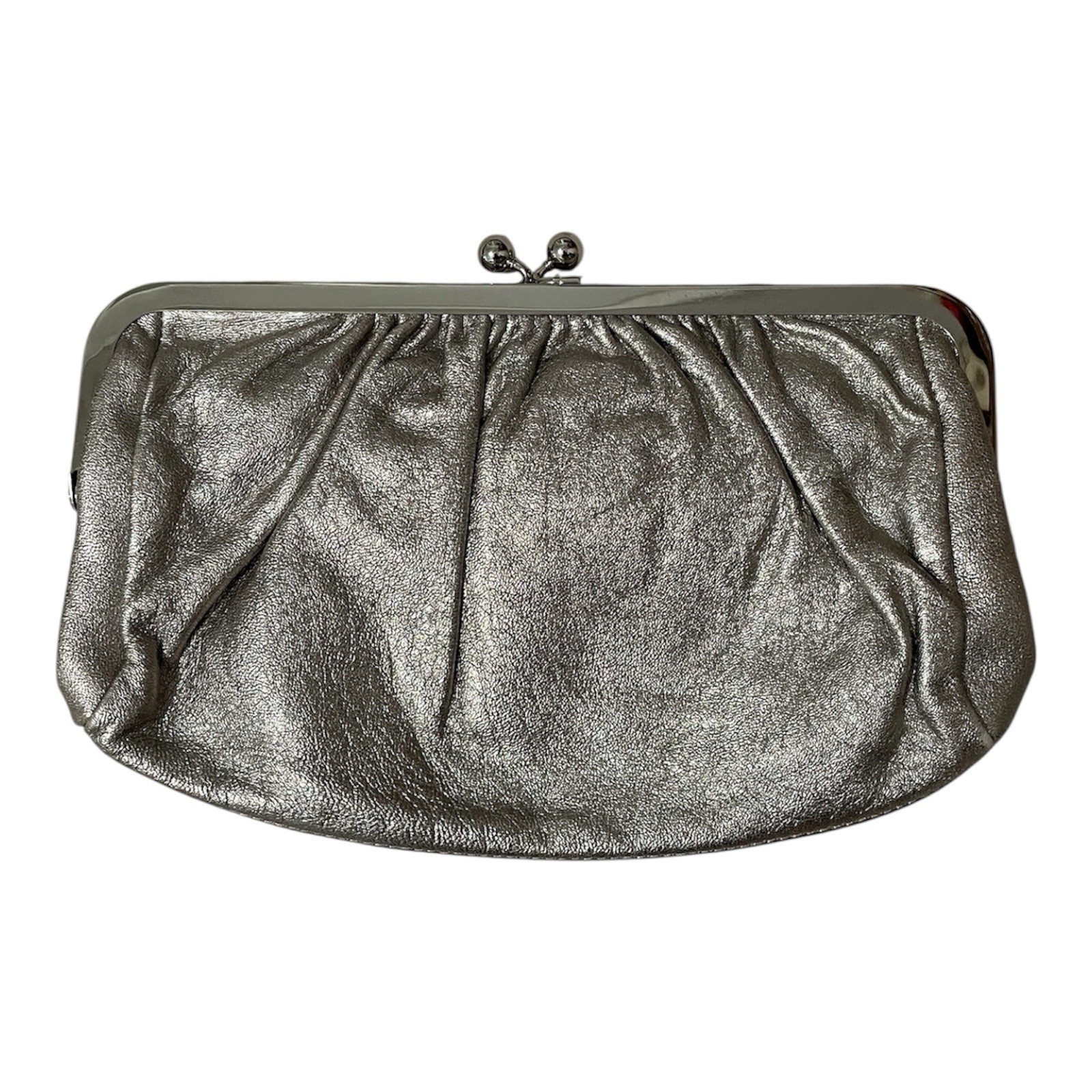 Express Metallic Leather Kiss Lock Clutch Purse Vintage Evening Bag Y2K Event