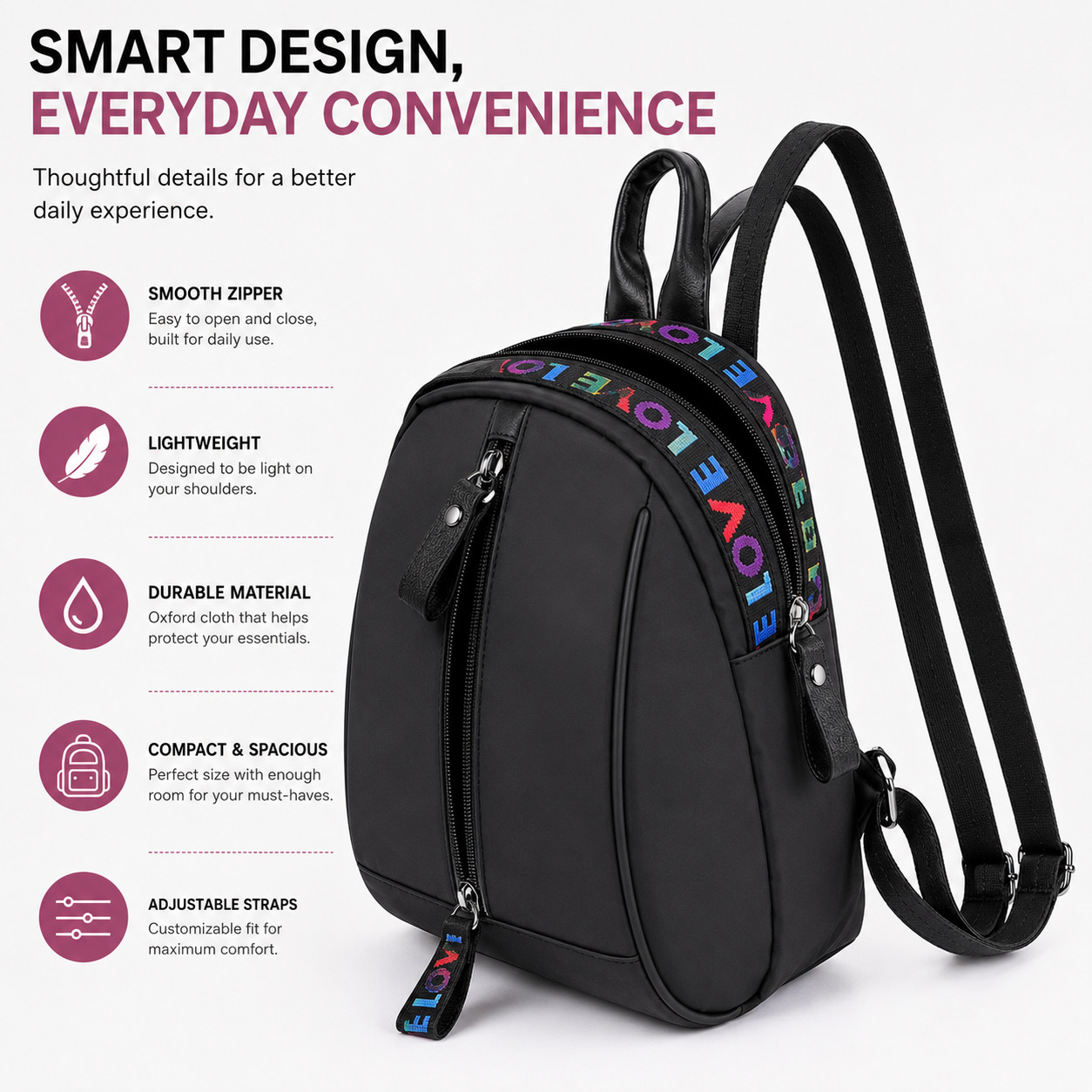 Mini Backpack Purse for Women Small Oxford Travel School Casual Daypack Bag