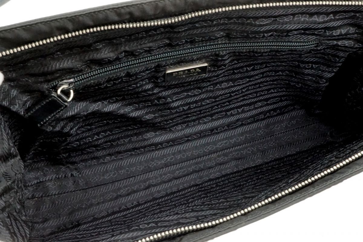 PRADA Shoulder Bag Tote Triangular Logo Plate Tessuto Nylon Black 6367h