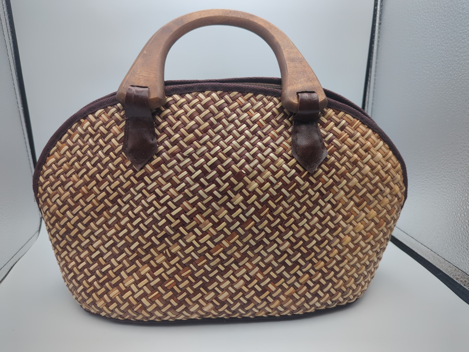 Artisan Crafted Woven Top Handle Bag Purse Vintage