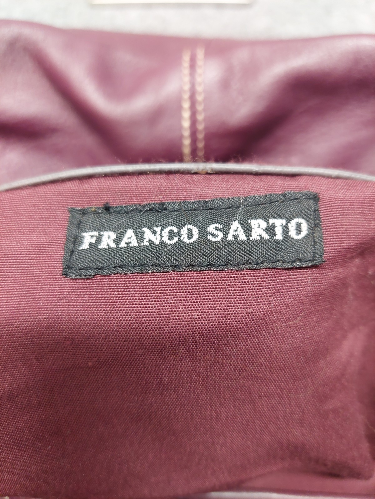 Franco Sarto Women Shoulder Bag Burgundy Genuine Leather Belted Buckle Y2K