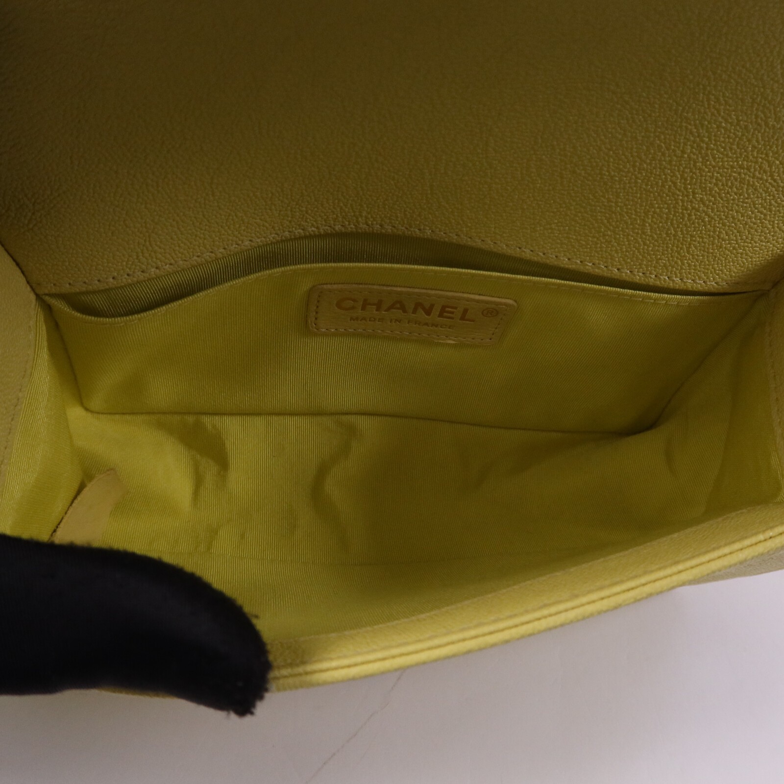 CHANEL CC GHW Boy 20 Chain Shoulder bag A67085 Calfskin Leather Yellow