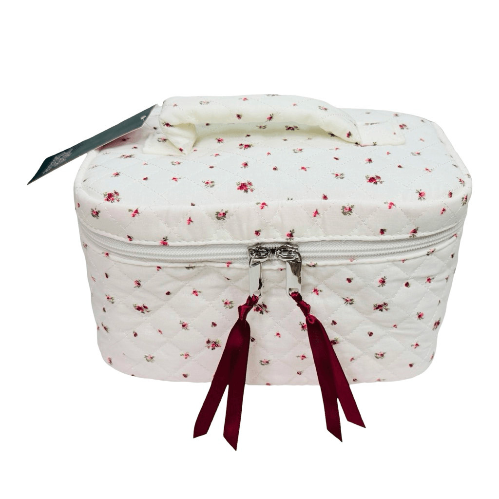 Wild Fable Vanity Top Handle Zip Around Quilted Floral / Rosebud Cosmetics Bag