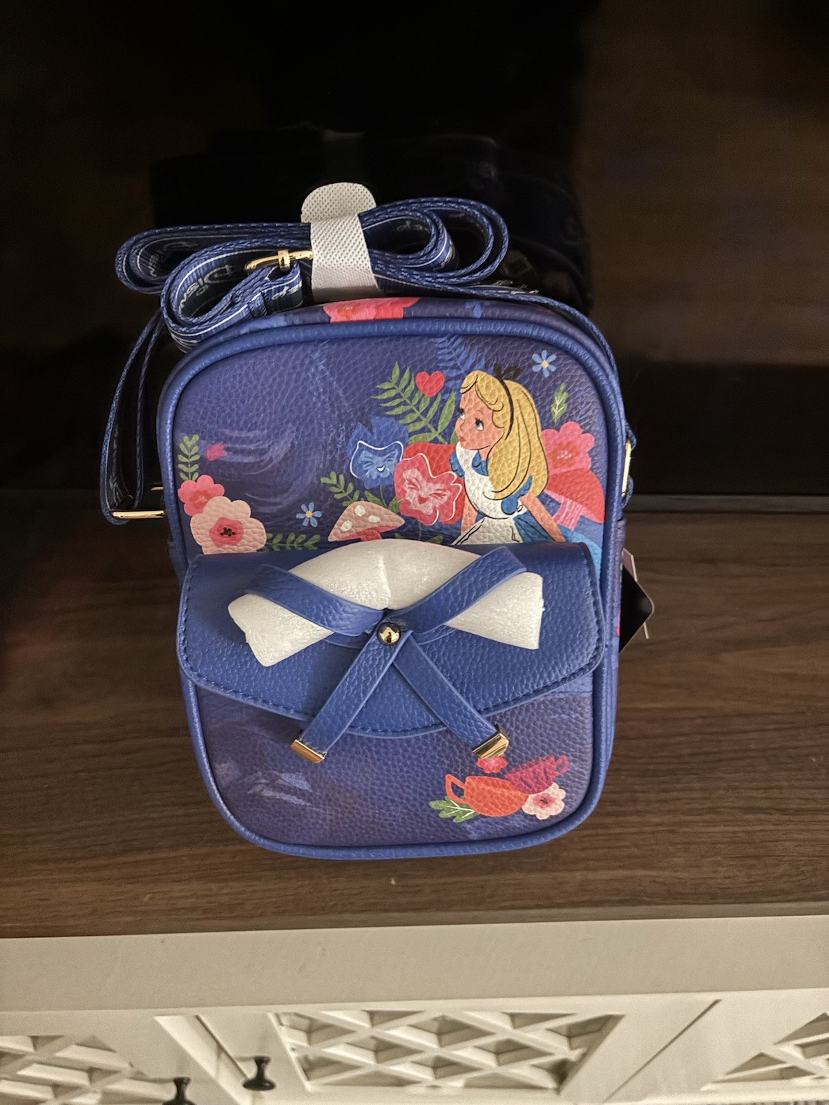 Disney Alice In Wonderland Crossbody Bag Purse Small 8.5″ Faux Leather Gift New