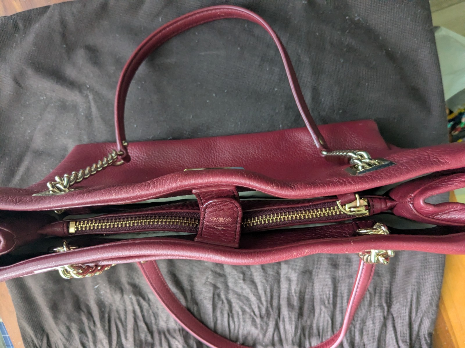Kate Spade NY Sedgwick Lane Large Phoebe Braided Plum/ Gold Chain Leather Bag