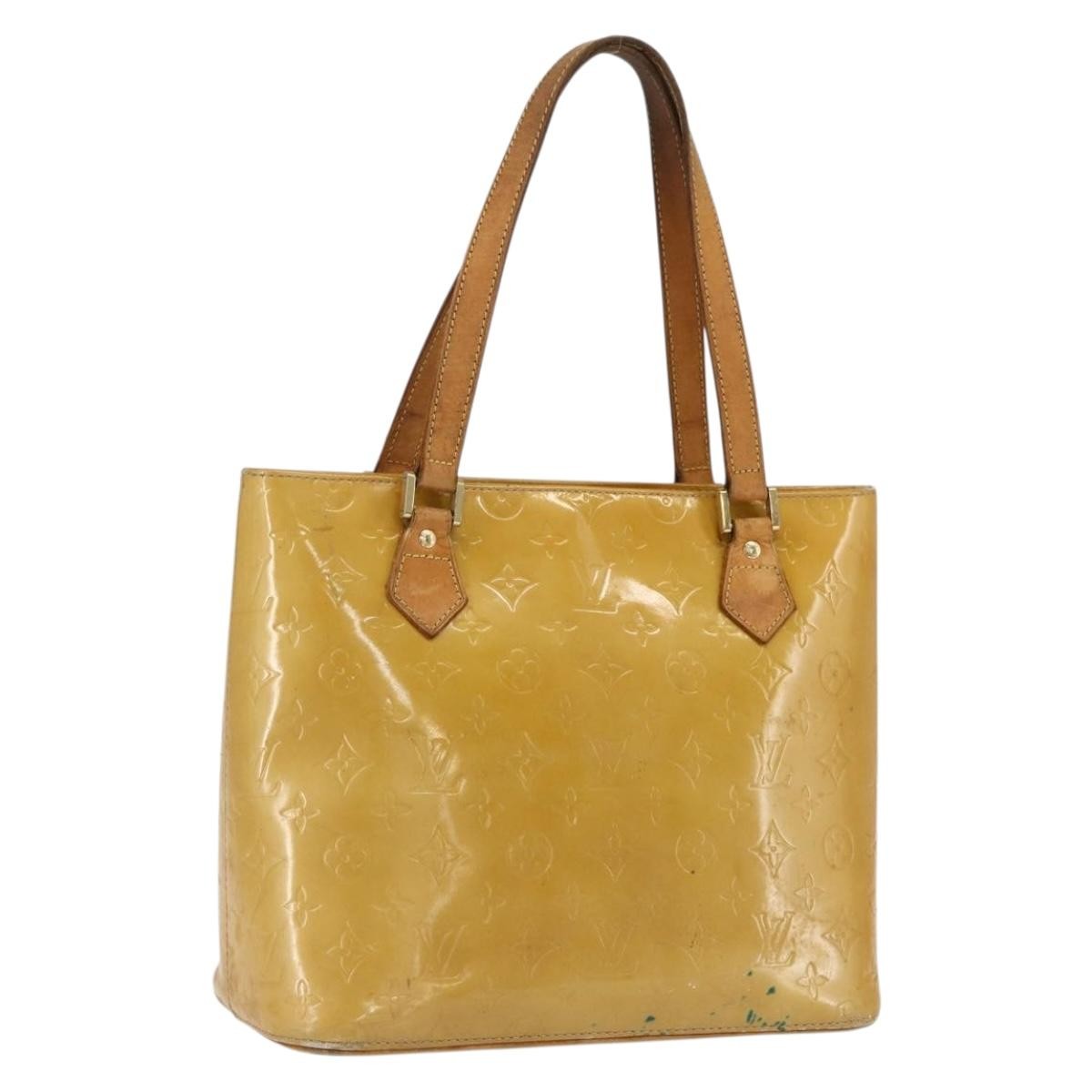LOUIS VUITTON Monogram Vernis Houston Hand Bag Beige M91004 LV Auth ka2099